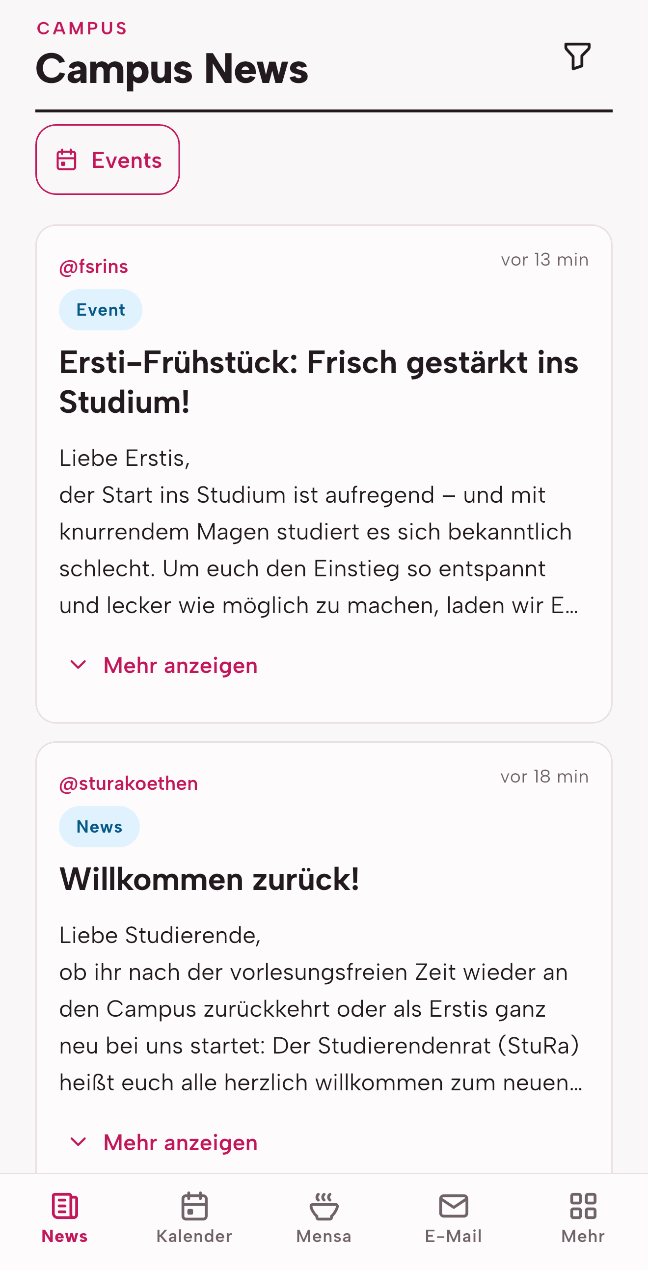 Deutsche Campus-News mit aktuellen Meldungen und Veranstaltungen